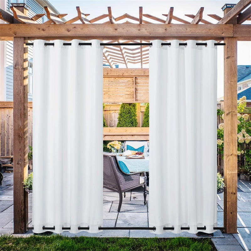 Waterdicht Buitengordijn Zware Stof Windbestendig UV-bescherming Privacy 1 Paneel Taupe Grijs Navy | Sansoti