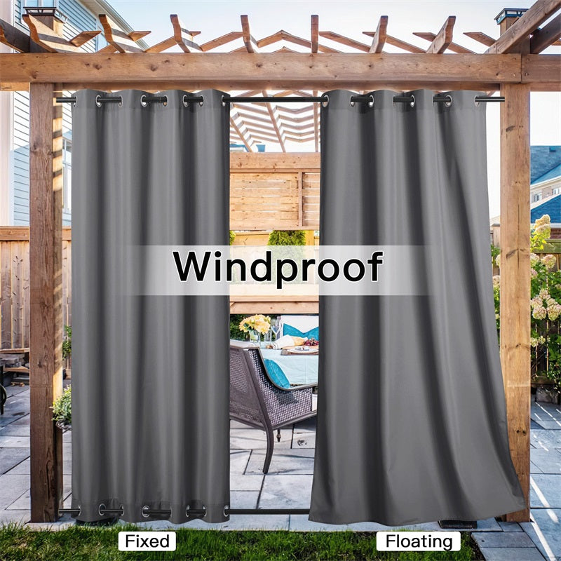 Waterdicht Buitengordijn Zware Stof Windbestendig UV-bescherming Privacy 1 Paneel Taupe Grijs Navy | Sansoti