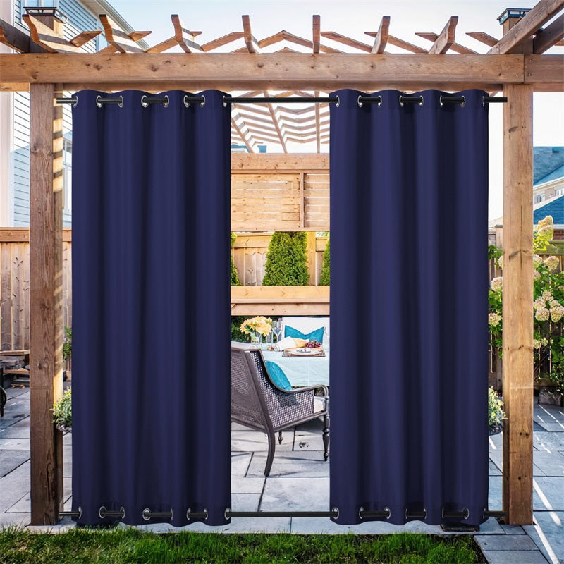 Waterdicht Buitengordijn Zware Stof Windbestendig UV-bescherming Privacy 1 Paneel Taupe Grijs Navy | Sansoti