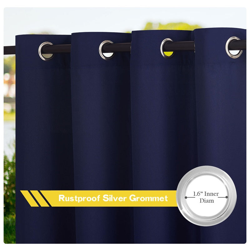 Waterdicht Buitengordijn Zware Stof Windbestendig UV-bescherming Privacy 1 Paneel Taupe Grijs Navy | Sansoti