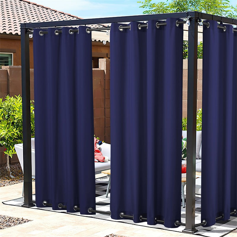 Waterdicht Buitengordijn Zware Stof Windbestendig UV-bescherming Privacy 1 Paneel Taupe Grijs Navy | Sansoti