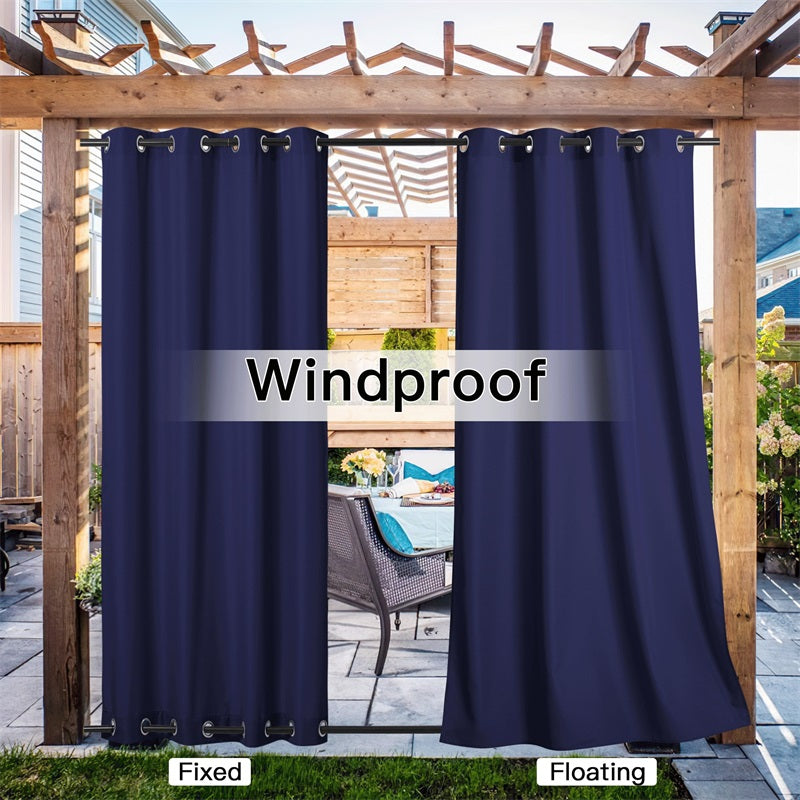 Waterdicht Buitengordijn Zware Stof Windbestendig UV-bescherming Privacy 1 Paneel Taupe Grijs Navy | Sansoti