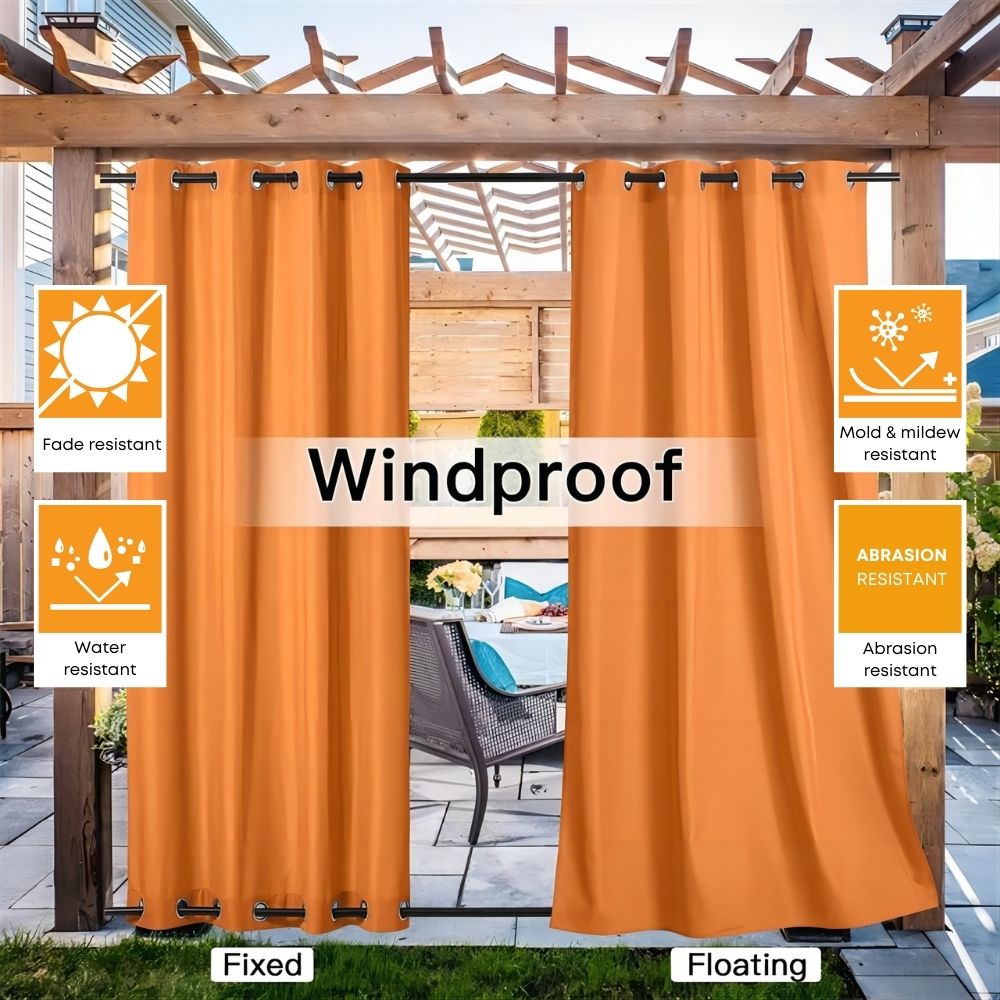 Waterdicht Buitengordijn Zware Stof Windbestendig UV-bescherming Privacy 1 Paneel Taupe Grijs Navy | Sansoti