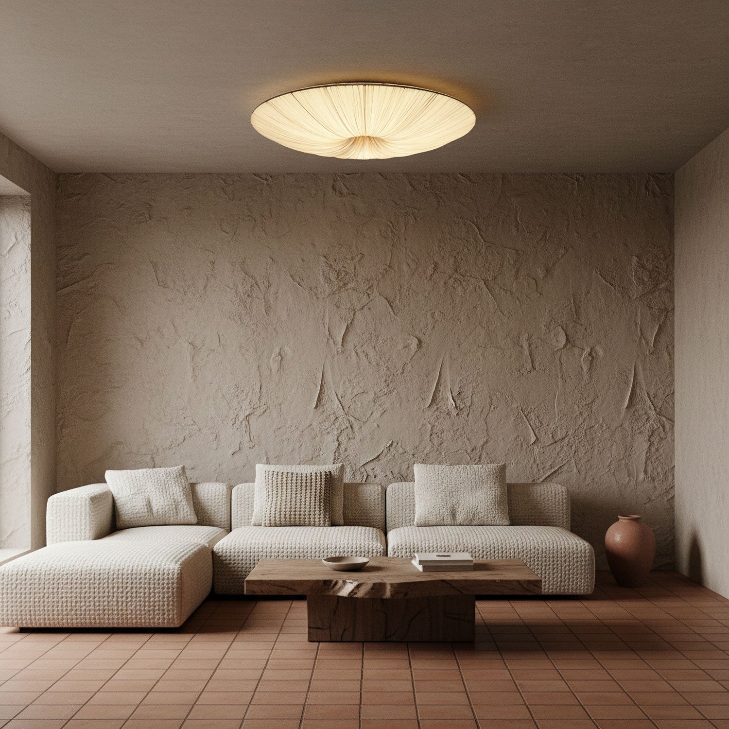 Tassel Plafondlamp Kwastjesdetail Beige Stof IJzer Warm Diffuus Licht Moderne Flush Mount Eetkamer Slaapkamer Entree | Sansoti