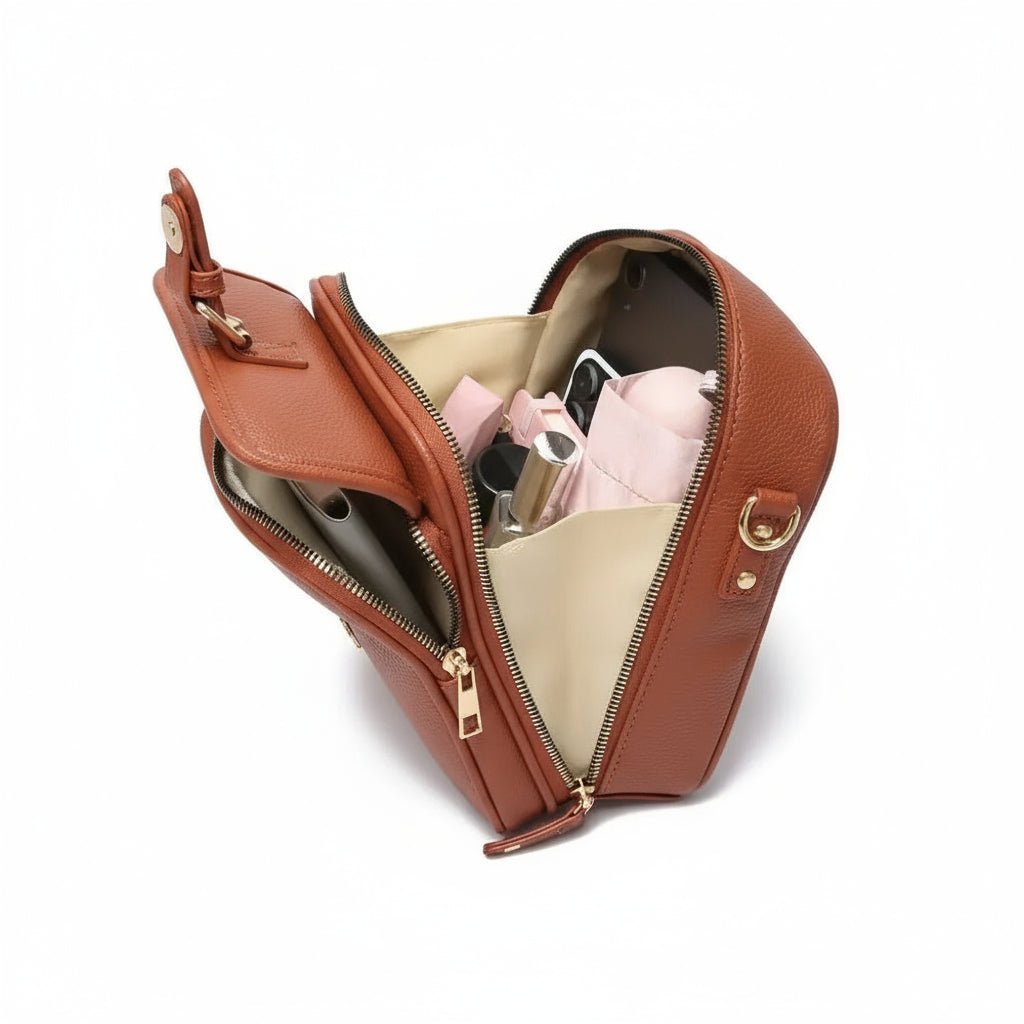Leren Crossbody Tas Vierkant Model Anti-Diefstal | Sansoti