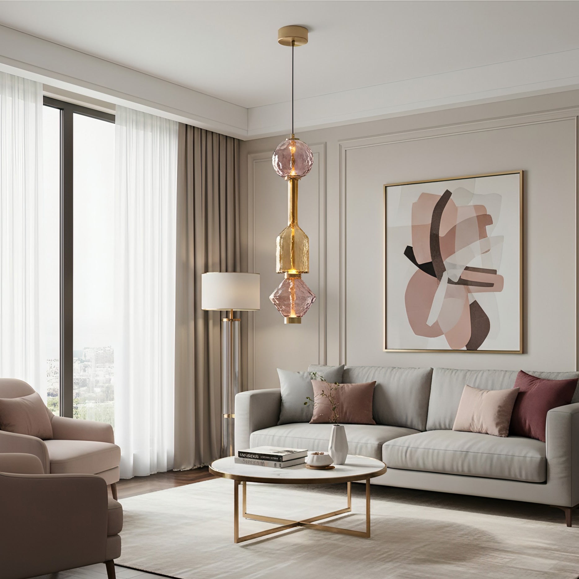Hanglamp met Gekleurde Glazen Bol – Modern Design voor Eetkamer en Keuken | Sansoti