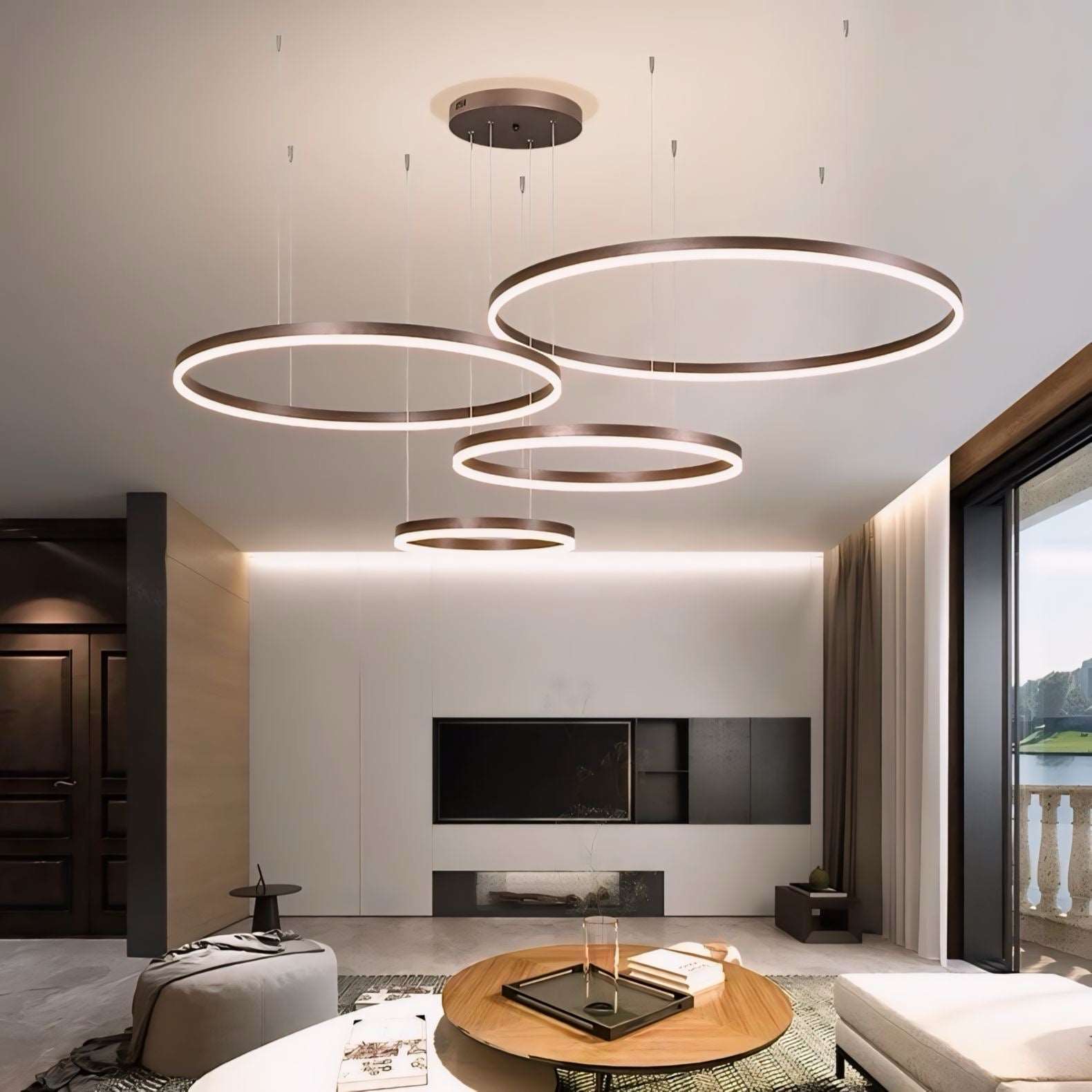 Moderne LED-Ring-Hängelampe mit mehreren Lichtkreisen und dimmbarer Beleuchtung | Restfield