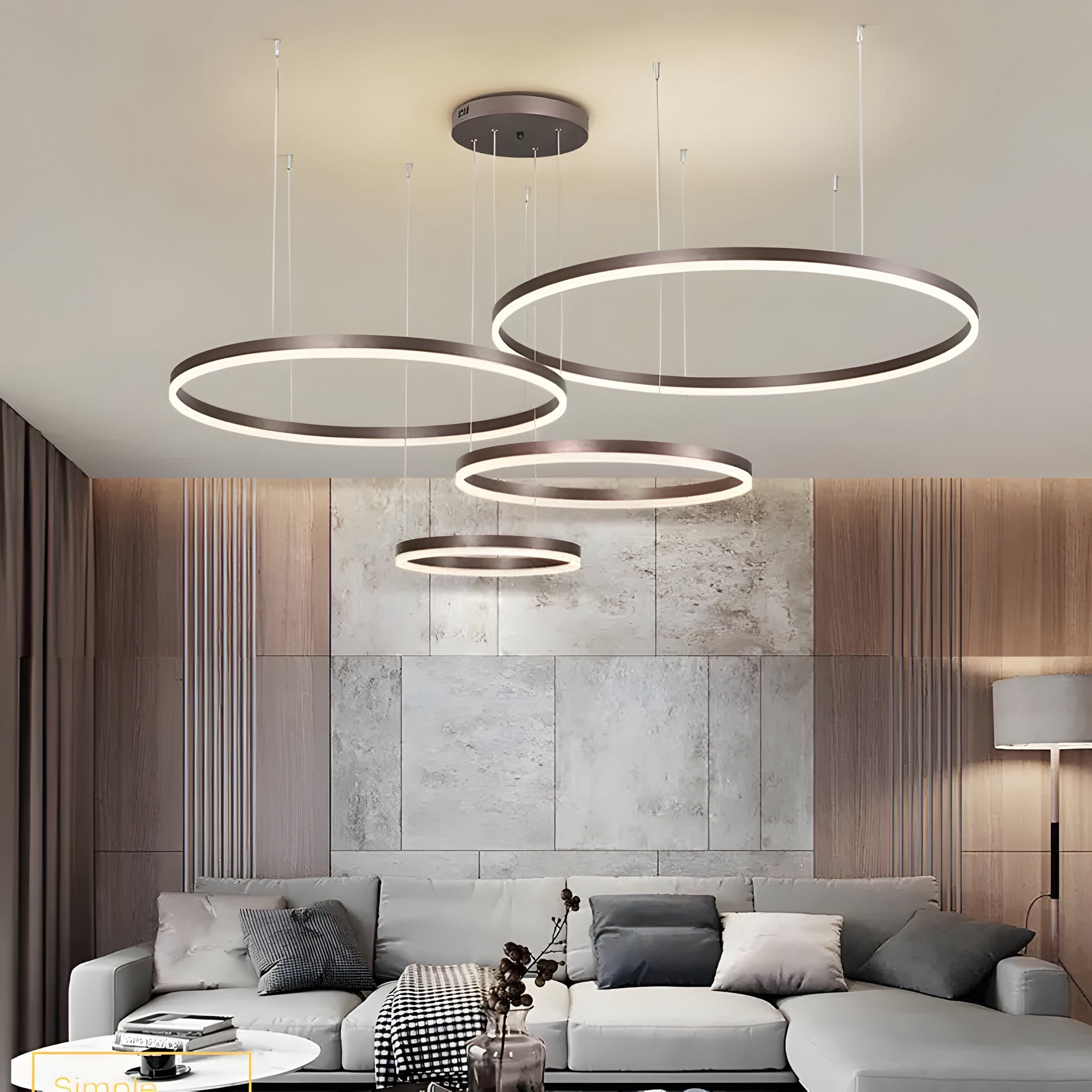 Moderne LED-Ring-Hängelampe mit mehreren Lichtkreisen und dimmbarer Beleuchtung | Restfield