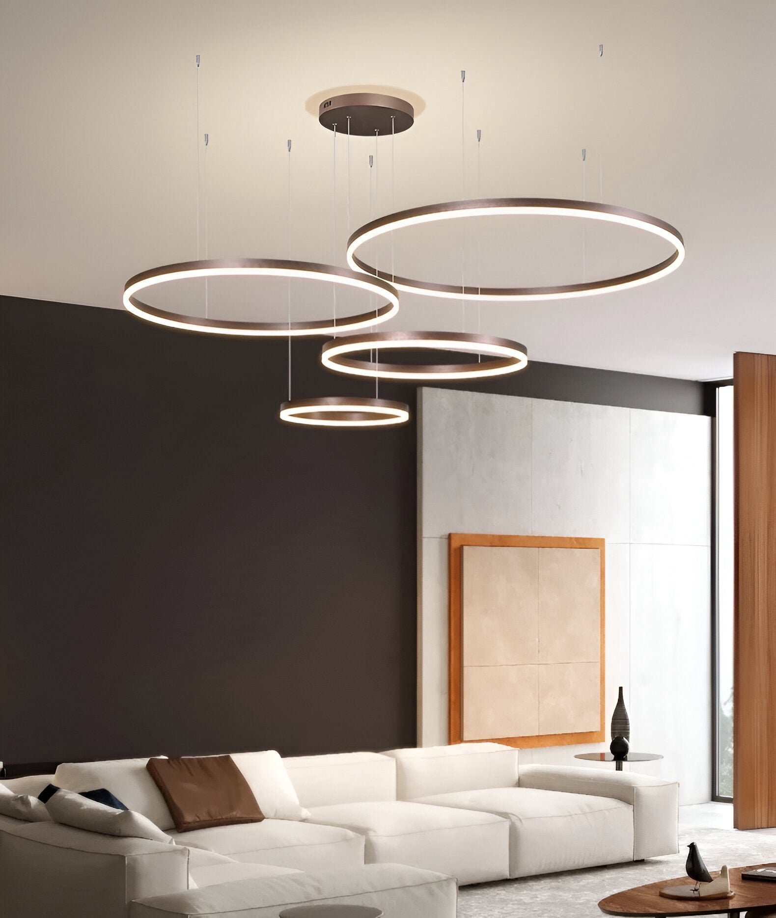 Moderne LED-Ring-Hängelampe mit mehreren Lichtkreisen und dimmbarer Beleuchtung | Restfield