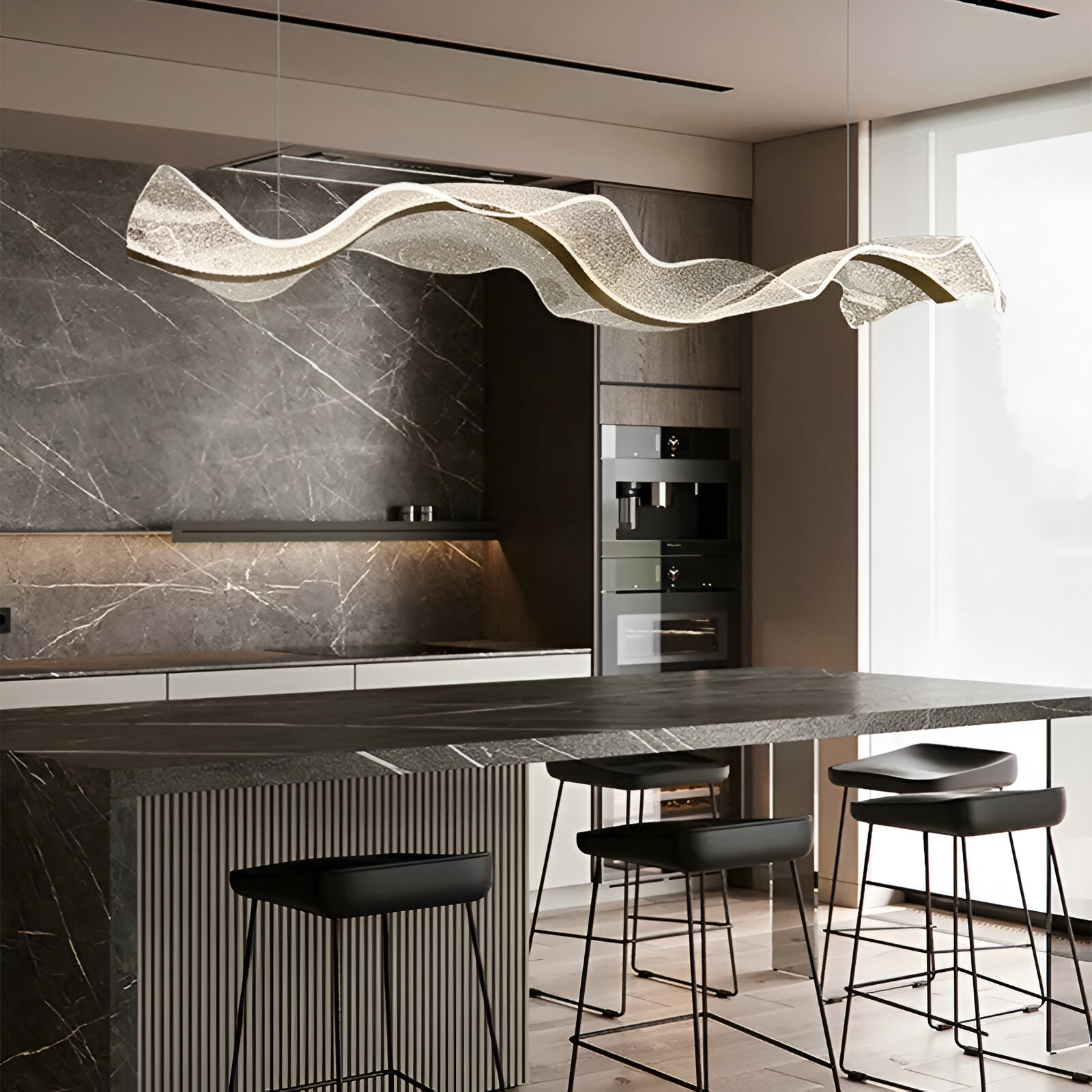 Suspension LED sculpturale avec structure acrylique artisanale et éclairage dimmable | Restfield