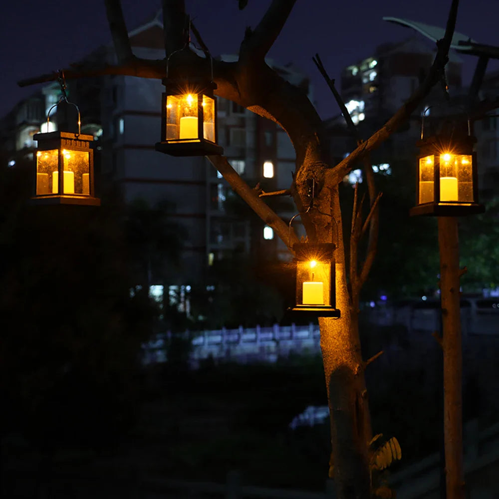 Zonne-energie Lantaarn met Kaarsvlam Effect voor Tuin & Terras – Waterdicht IP65 LED Tuinlantaarn Automatische Schemersensor | Sansoti