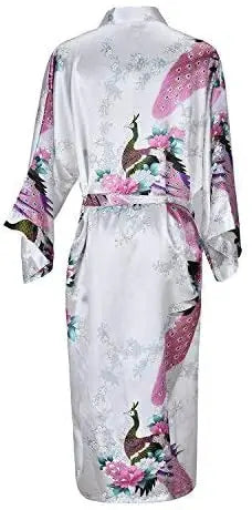 Satinmorgenmantel Kimono Damen Blumenmuster Kurz Luxuriöser Bademantel Junggesellinnenabschied Hausbekleidung Nachtwäsche Loungewear | Sansoti