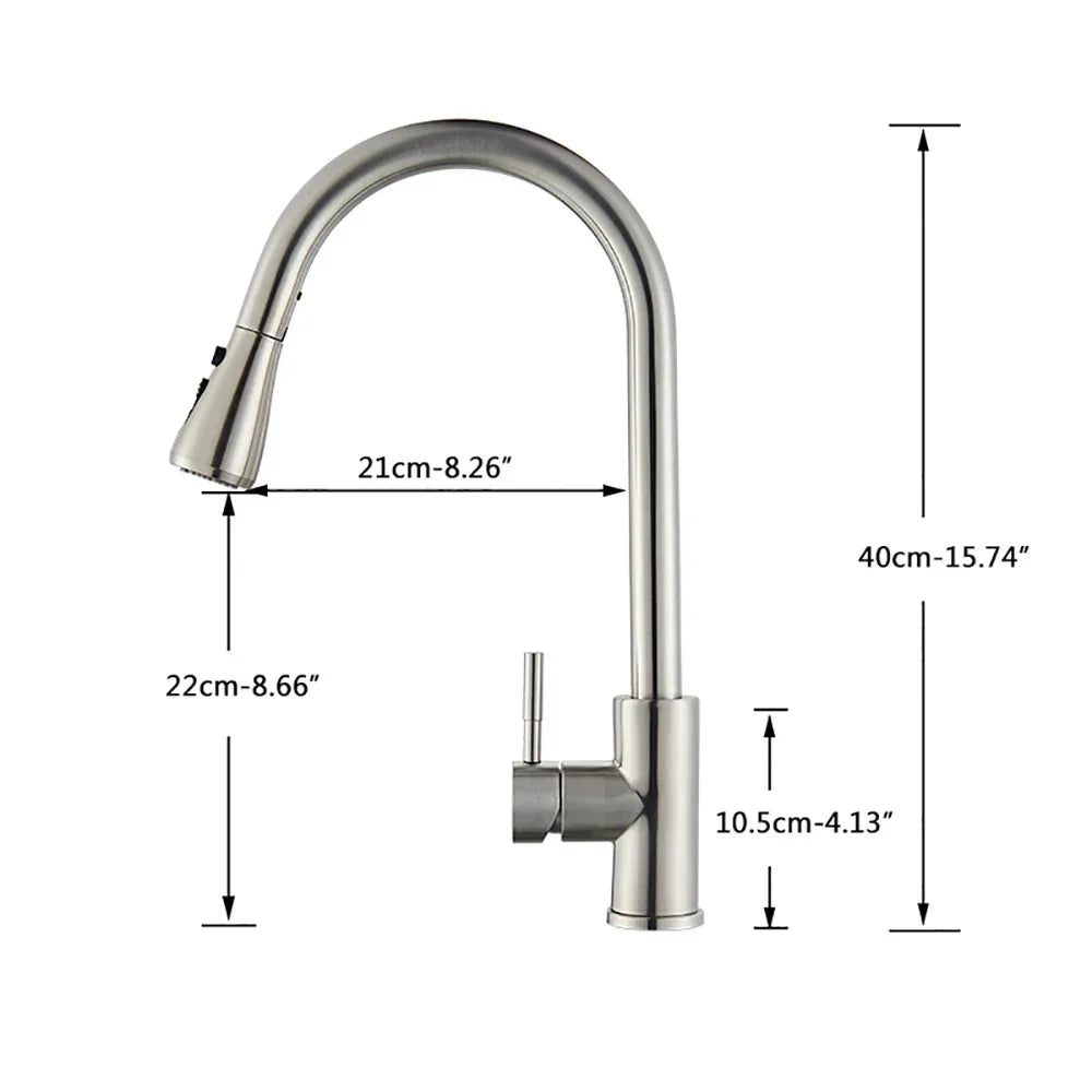 Flexible Küchenarmatur mit ausziehbarem Sprühkopf – Gebürstetes Stahl-Design | Sansoti