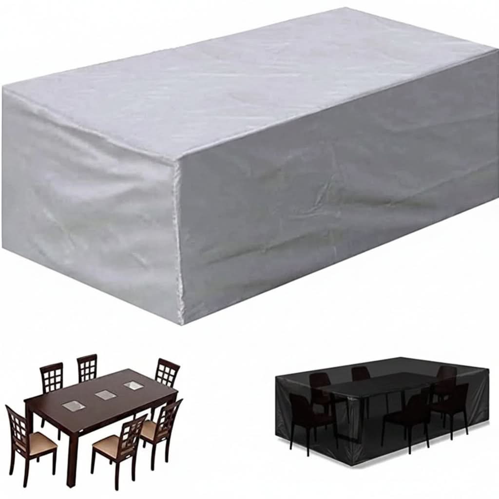 Wasserdichte rechteckige Gartenmöbelabdeckung aus wetterbeständigem Polyester mit UV-Schutz für Terrasse, Balkon, Gartentisch und Stühle | Sansoti