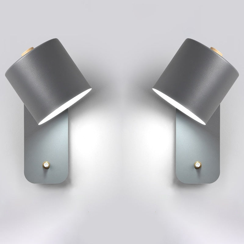 Wandleuchte Led Metall Drehbar Schalter Weiß Grau Grün Schlafzimmer Wohnzimmer Flur Modern | Restfield
