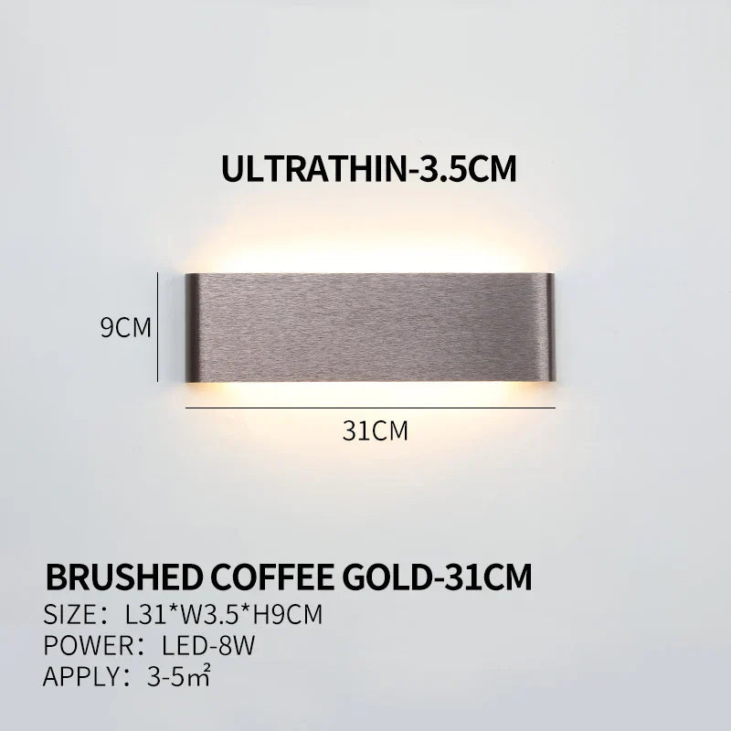 Ultra-dunne design wandlamp APHRODITE — moderne aluminium LED-wandverlichting met acryl kap | Sansoti