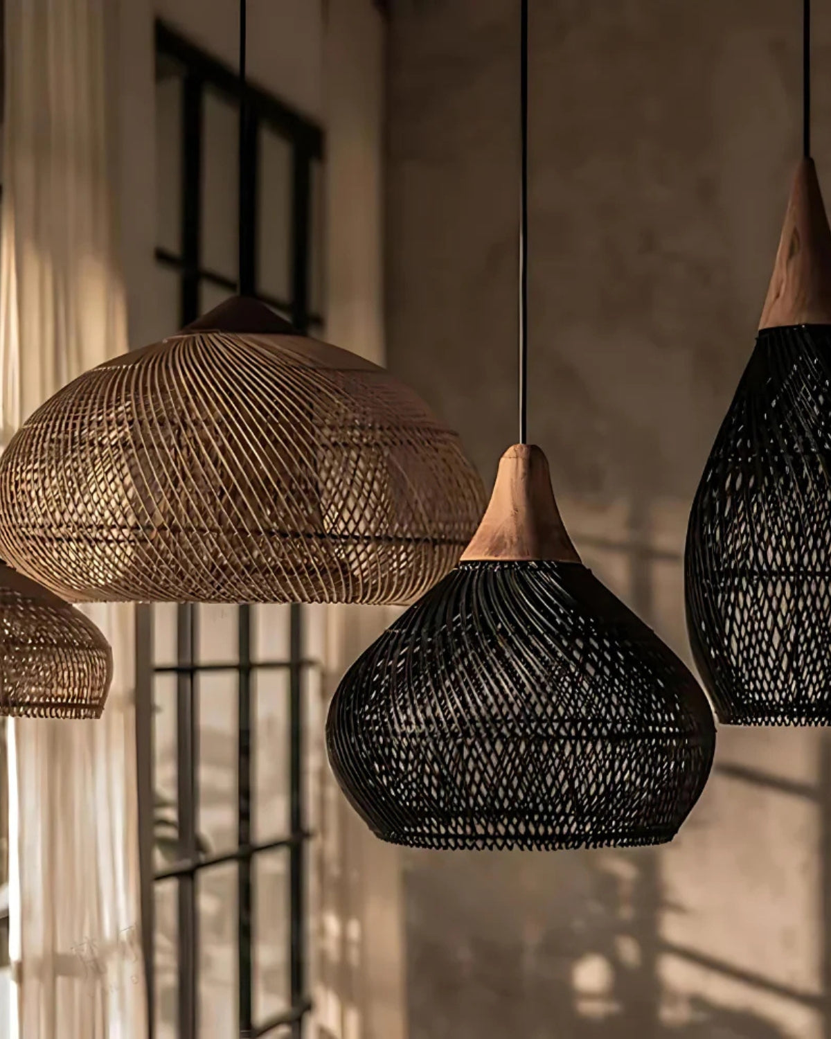 Handgewebte Rattan Pendelleuchte im Boho-Stil – natürliche Deckenlampe für Esszimmer und Wohnzimmer mit warmer Lichtabgabe | Restfield