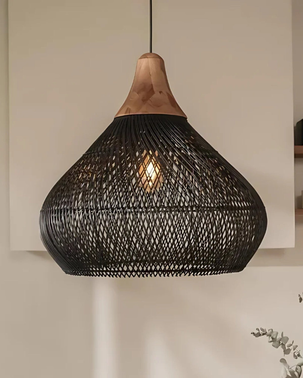 Handgewebte Rattan Pendelleuchte im Boho-Stil – natürliche Deckenlampe für Esszimmer und Wohnzimmer mit warmer Lichtabgabe | Restfield