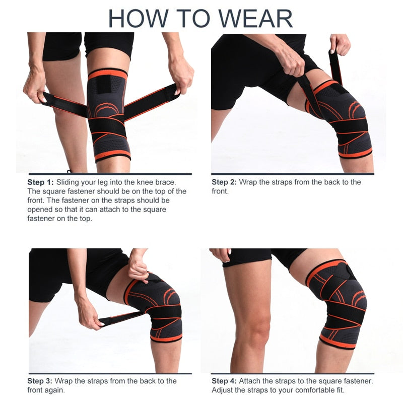 Genouillère de compression à sangles réglables, soutien sportif et protection articulaire pour le fitness et l’entraînement | Sansoti