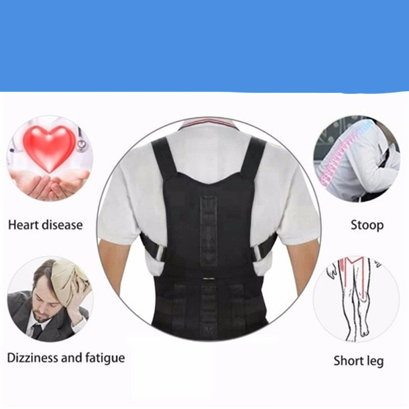Magnetische Rugband Verstelbaar Zwart Wit Houdingscorrectie Unisex voor Thuis Kantoor Dagelijks Gebruik | Sansoti