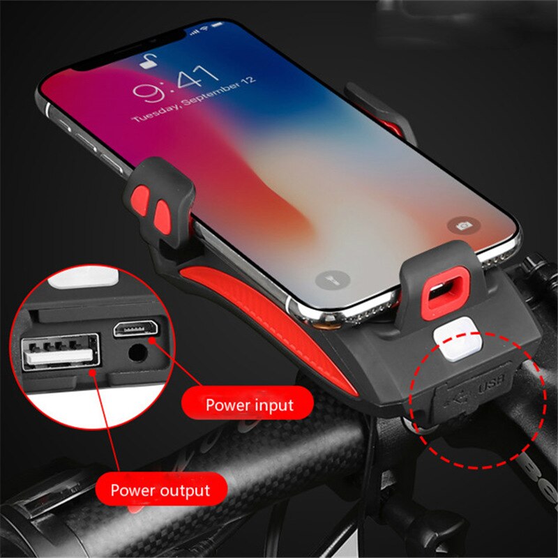 Fietslamp Telefoonhouder Powerbank 4000mAh 400 Lumen Met Claxon | Sansoti