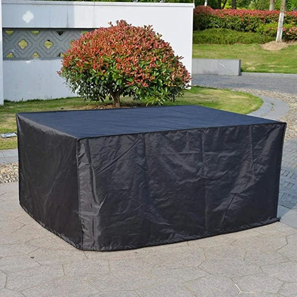 Wasserdichte rechteckige Gartenmöbelabdeckung aus wetterbeständigem Polyester mit UV-Schutz für Terrasse, Balkon, Gartentisch und Stühle | Sansoti