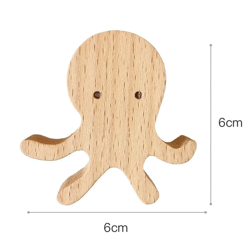 Wandhaken Hout Dieren Zelfklevend Kinderkamer Kapstokhaak Scandinavisch Design Kapstokhaakjes Muur Decoratie | Sansoti