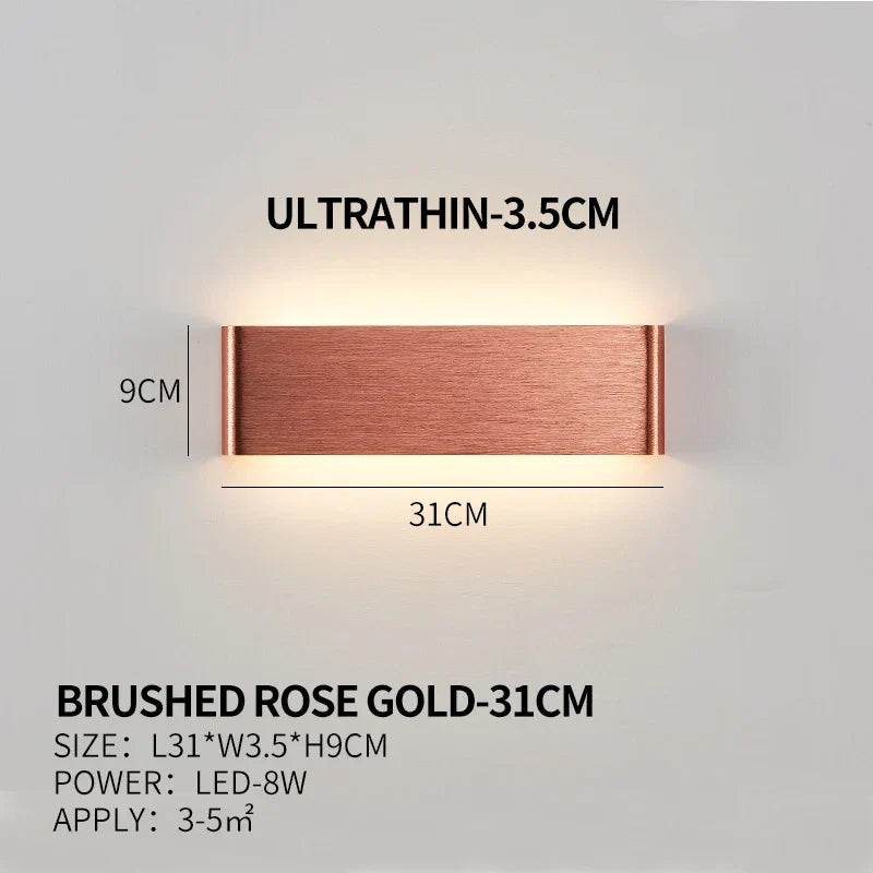 Ultra-dunne design wandlamp APHRODITE — moderne aluminium LED-wandverlichting met acryl kap | Sansoti