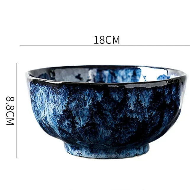 10-Delig Serviesgoed Set Melkwegstelsel Design Blauw Keramiek voor Dagelijks Gebruik en Feestdagen | Sansoti