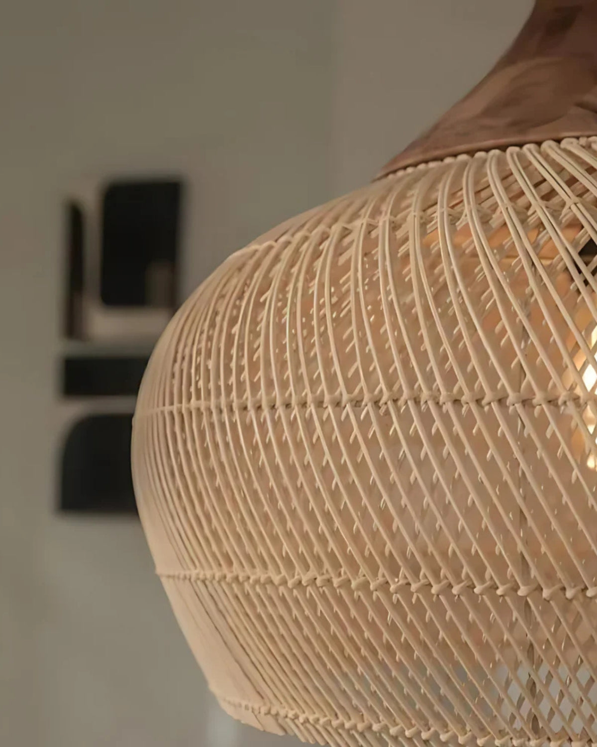 Handgewebte Rattan Pendelleuchte im Boho-Stil – natürliche Deckenlampe für Esszimmer und Wohnzimmer mit warmer Lichtabgabe | Restfield