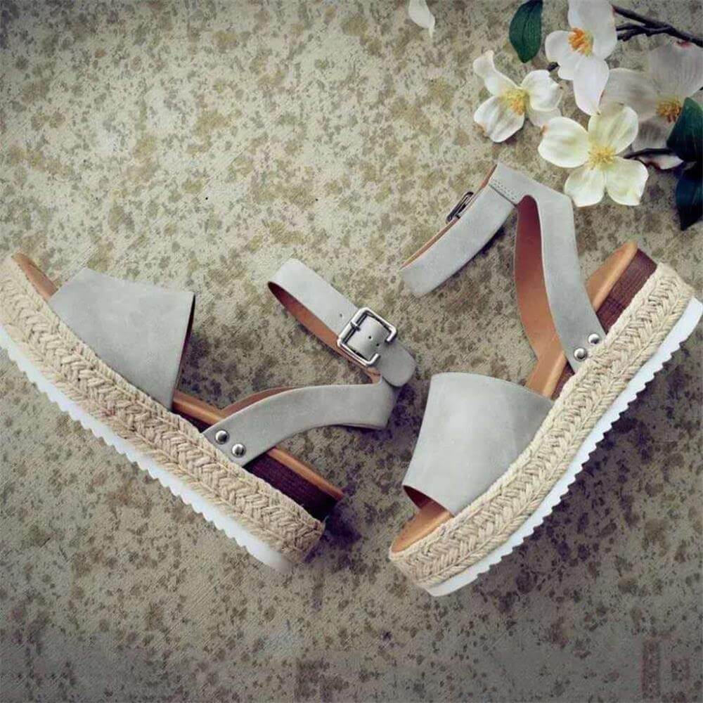 Women's Platform Sandals with Adjustable Ankle Strap | Summer Wedge Shoes with Open Toe for Daily Use | Sansoti