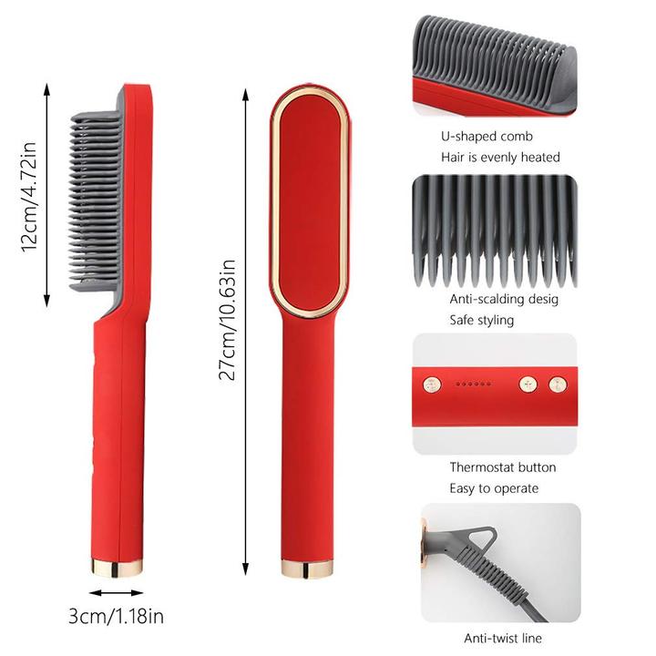 Beheizter Stylingkamm aus Keramik mit Ionenbeschichtung 5 Temperaturstufen professionelles Haarstyling-Tool | Sansoti