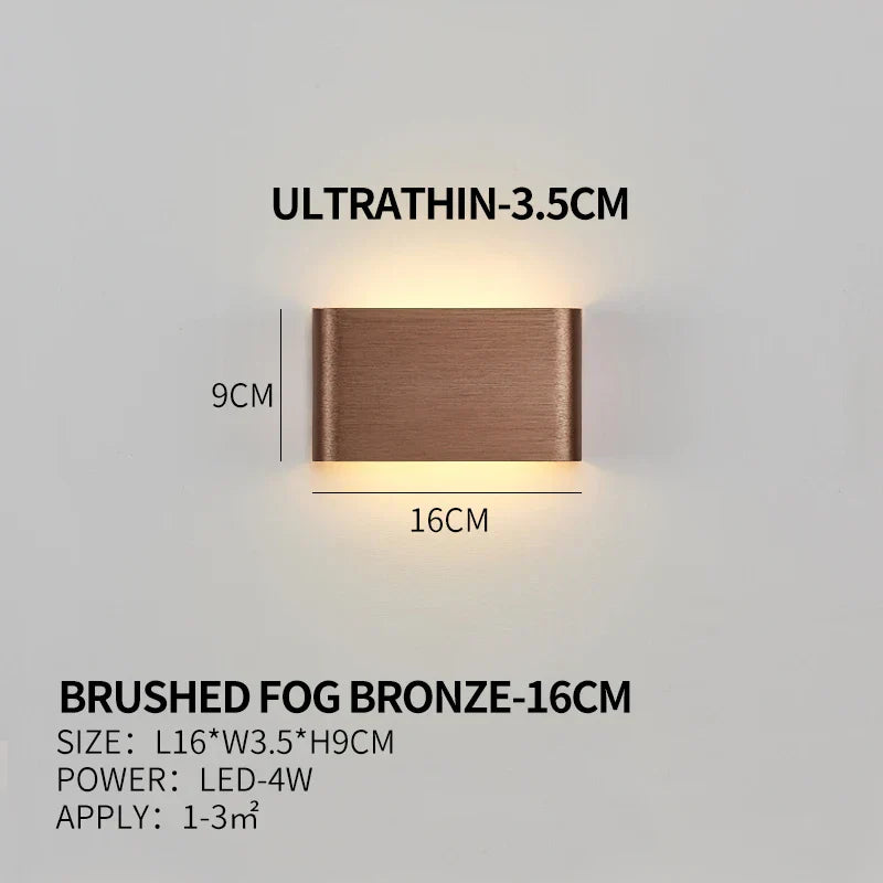 Ultra-dunne design wandlamp APHRODITE — moderne aluminium LED-wandverlichting met acryl kap | Sansoti