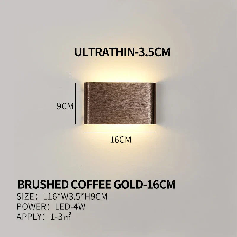 Ultra-dunne design wandlamp APHRODITE — moderne aluminium LED-wandverlichting met acryl kap | Sansoti