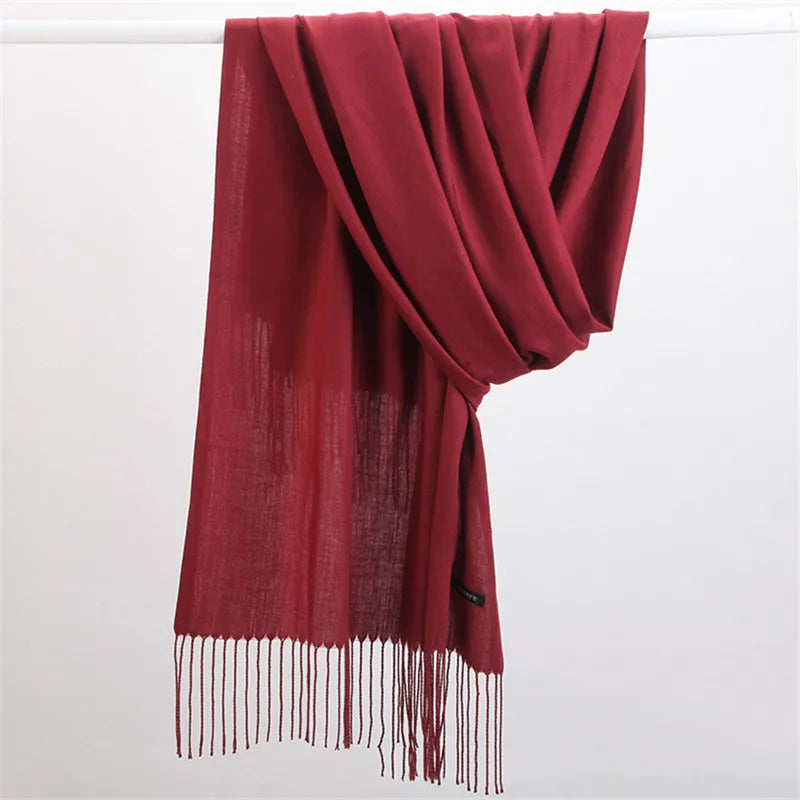 Écharpe d’hiver effet cachemire à franges, châle multifonction chaud, pashmina doux pour femme et homme, étole | Sansoti