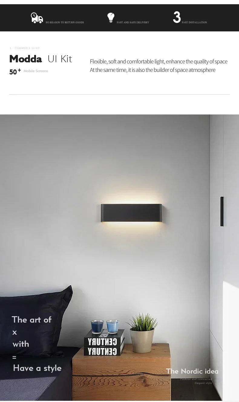 Ultra-dunne design wandlamp APHRODITE — moderne aluminium LED-wandverlichting met acryl kap | Sansoti