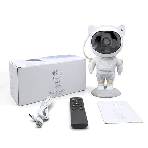 Astronaut star projector with snow effects, remote control, and timer for atmospheric bedroom lighting | Sansoti