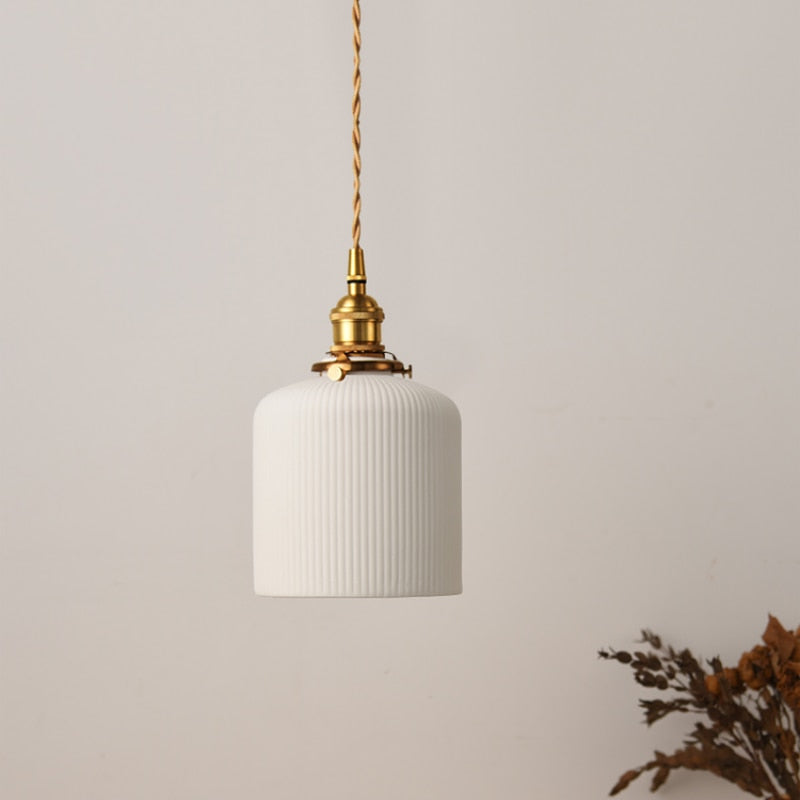 Retro Hanglamp met Witte Keramische Kap – Moderne LED Verlichting voor Woonkamer en Slaapkamer | Sansoti