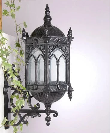 Gotische Wandlantaarn Brons & Glas Buitenverlichting IP65 E27 Waterdicht Historisch Design Terras Tuin | Sansoti