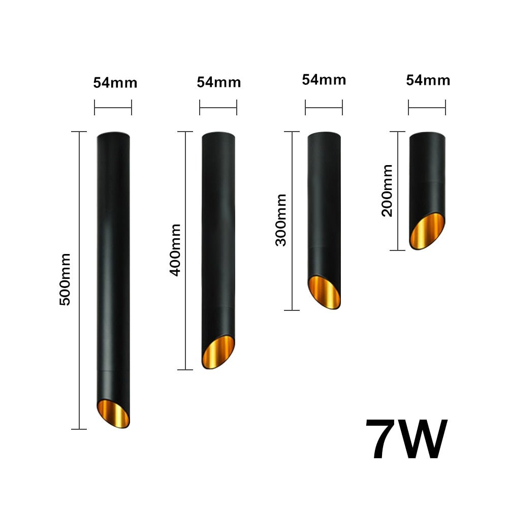 Surface-mounted ceiling spotlight cylinder design copper LED 20-50cm black white warm cool light modern tube lighting | Sansoti