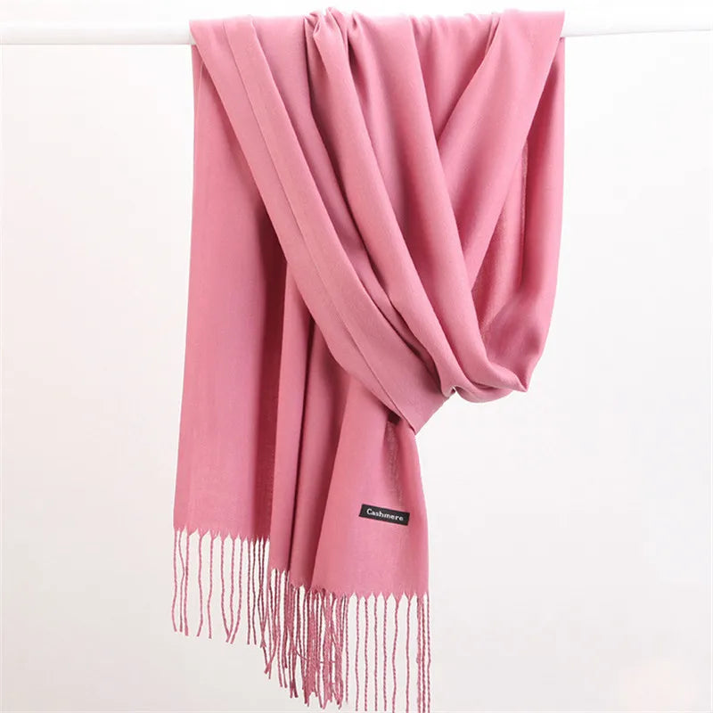 Écharpe d’hiver effet cachemire à franges, châle multifonction chaud, pashmina doux pour femme et homme, étole | Sansoti
