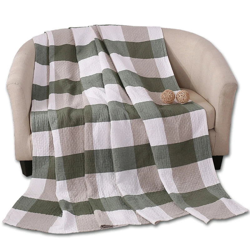 Cotton Throw with Check Pattern – Soft Blanket for Sofa and Bed – 150×200 or 200×230 cm – Versatile Home Decor | Sansoti