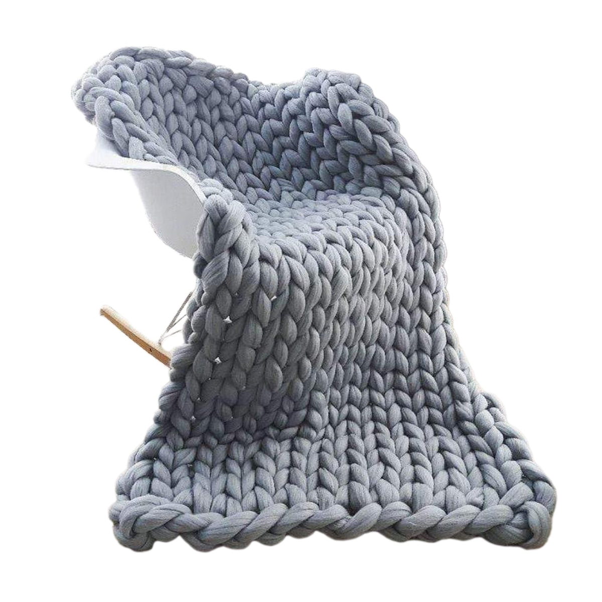 Hand-Knitted Throw with Chunky Texture for Sofa and Bed Scandinavian Design 100x150 cm Beige Gray Pink | Sansoti
