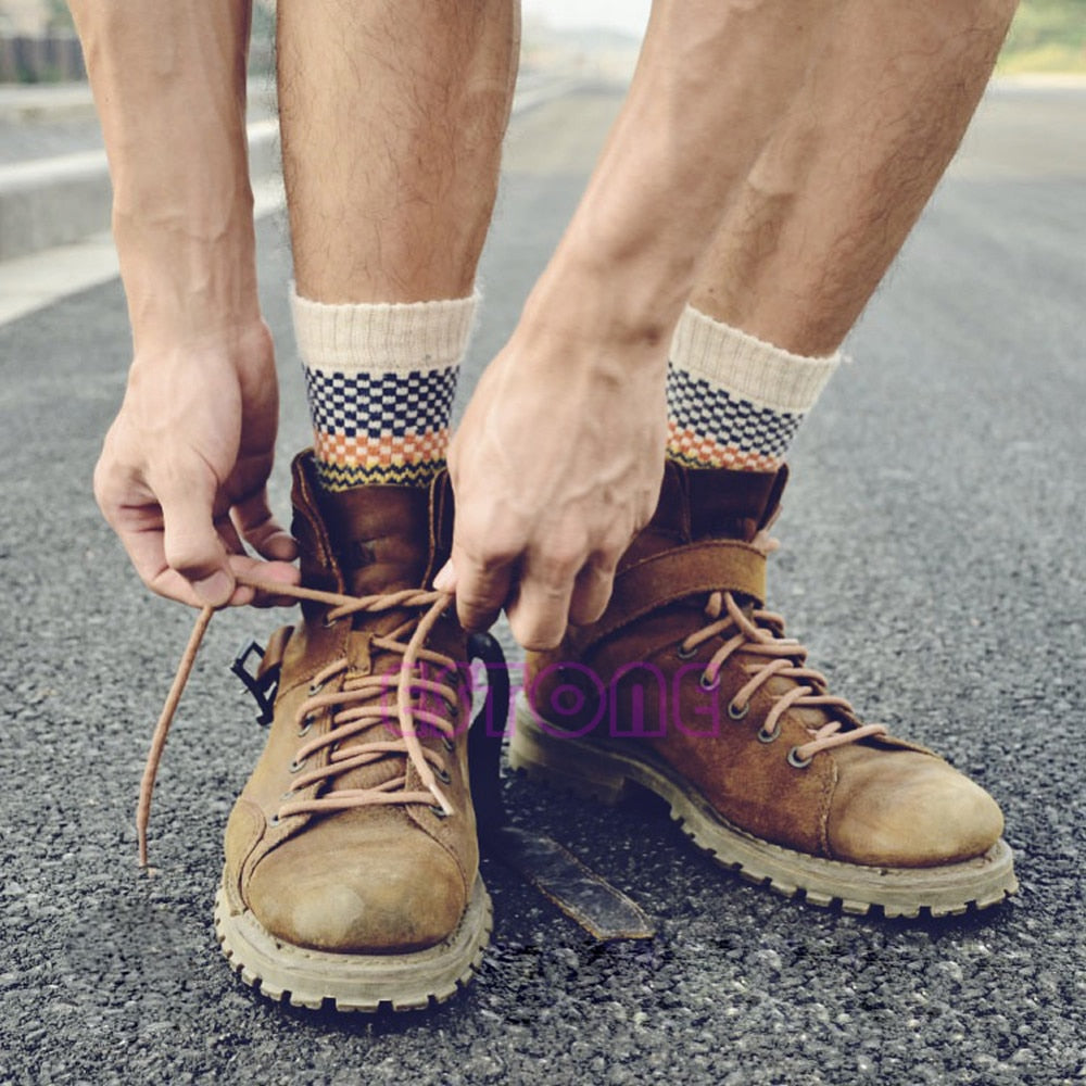 Set mit 4 Paar Vintage-Wollsocken Herbst Winter Jacquard-Muster Warm Atmungsaktiv Bequem Einheitsgröße Damen | Sansoti