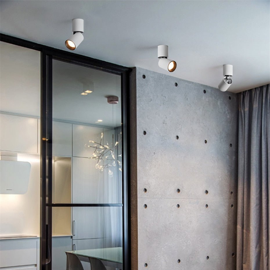 Verstelbare Opbouw Plafondspot Rond LED Dimbaar Zwart Wit Richtbare Downlight Aluminium voor Woonkamer | Sansoti