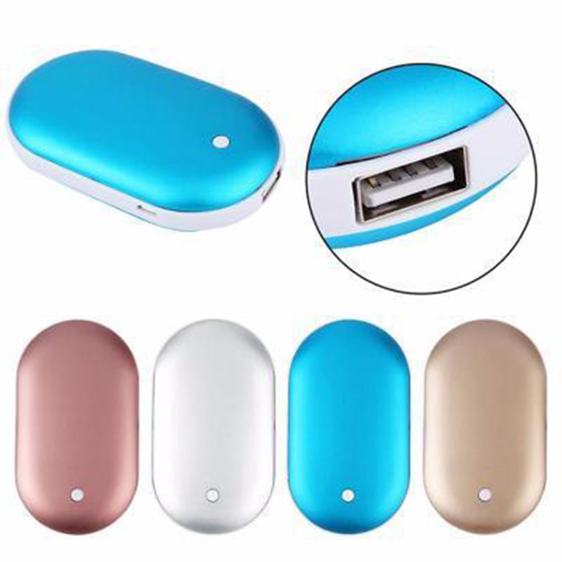 Oplaadbare Handwarmer met Powerbank 5200mAh Zilver Goud Roségoud Blauw Dubbele Verwarming 3 Temperatuurstanden USB-C Compact Zakformaat Outdoor Winter Cadeau | Sansoti