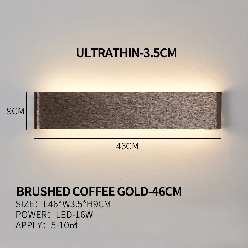 Ultra-dunne design wandlamp APHRODITE — moderne aluminium LED-wandverlichting met acryl kap | Sansoti