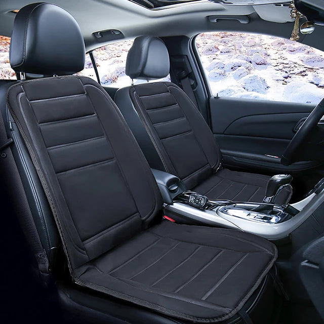 Housse de siège auto chauffante noire universelle à couverture intégrale 12V 45W confortable et chaude pour conduire en hiver | Sansoti