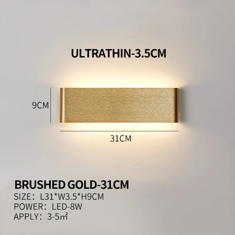 Ultra-dunne design wandlamp APHRODITE — moderne aluminium LED-wandverlichting met acryl kap | Sansoti
