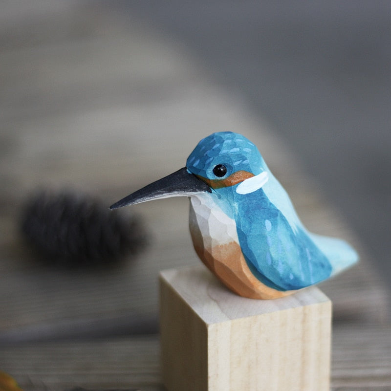 Handgesneden Houten Vogelfiguurtje Scandinavische Stijl Roodborstje Decoratie | Sansoti